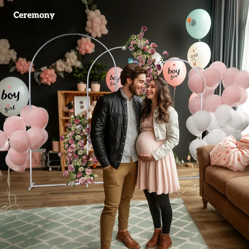 Wedding Arch, 7/6.5/6 ft Metal Balloon Arch Backdrop Stand Set of 3 for Birthday Party, Bridal Shower, White