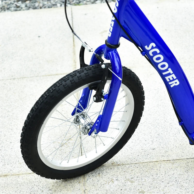 Aosom Kids Scooter with Adjustable Handlebar, Youth Kick Scooter with Dual Brakes, Inflatable Wheels, for Age 5+, Blue