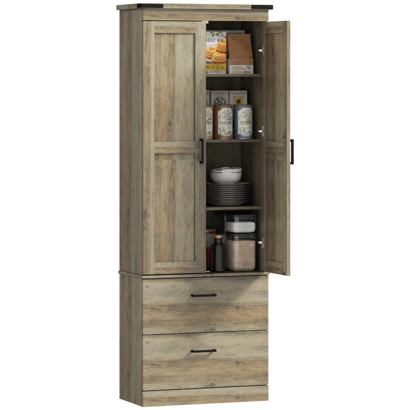 67" Tall Kitchen Pantry Storage Cabinet, Kitchen Pantry Cabinet with Doors, Drawers and Adjustable Shelves, Light Ivory