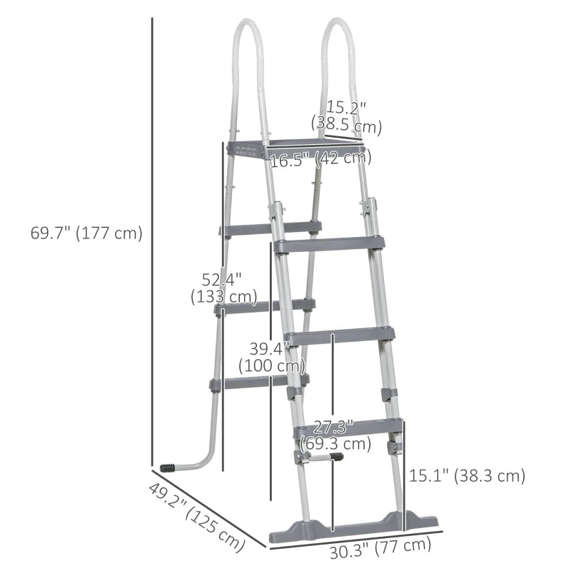 70" Above Ground Pool Ladder for 48" Pool Wall Height, Grey