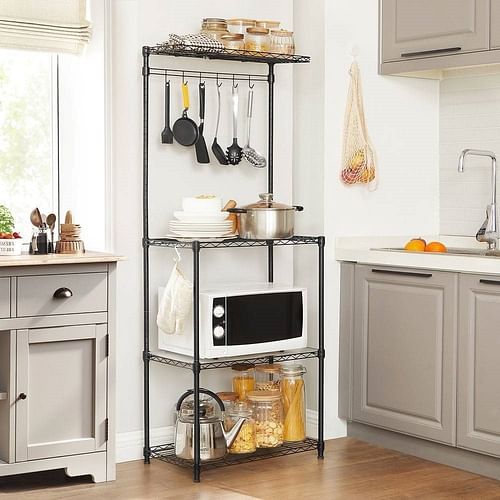 Heavy Duty Black Metal Kitchen Dining Bakers Rack Microwave Stand Plant Stand - Free Shipping 