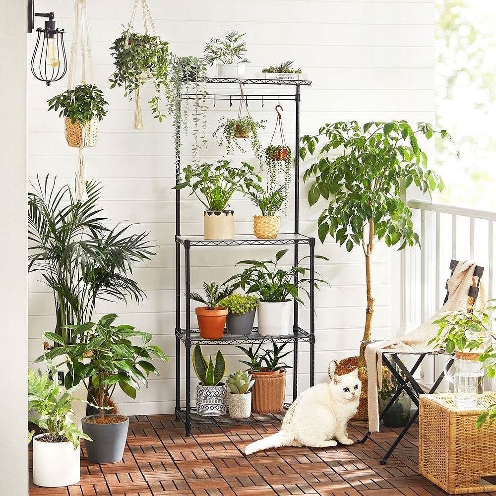 Heavy Duty Black Metal Kitchen Dining Bakers Rack Microwave Stand Plant Stand - Free Shipping 