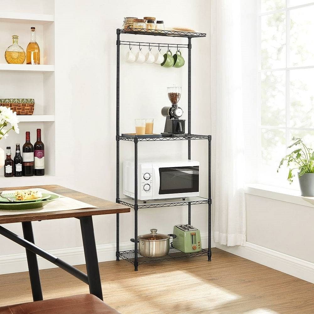 Heavy Duty Black Metal Kitchen Dining Bakers Rack Microwave Stand Plant Stand - Free Shipping 