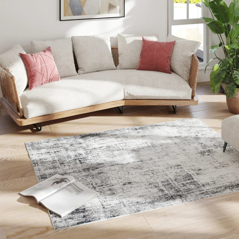 Area Rug for Living Room 5x7, Modern Abstract Machine Washable Rug, Non-Slip Carpet for Bedroom, Dining Room, Grey
