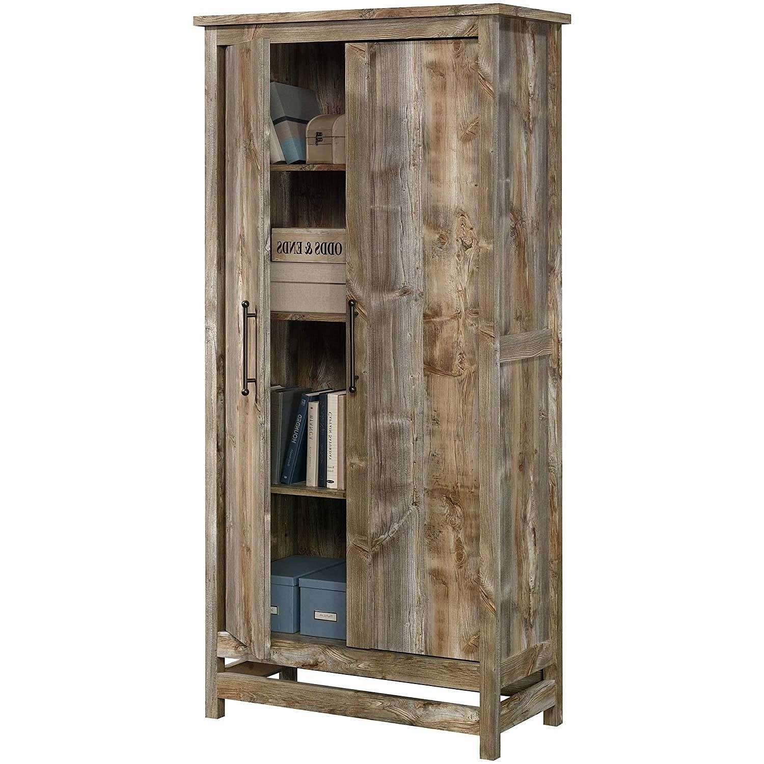 Farmhouse Storage Cabinet Wardrobe Armoire in Rustic Wood Finish - Free Shipping