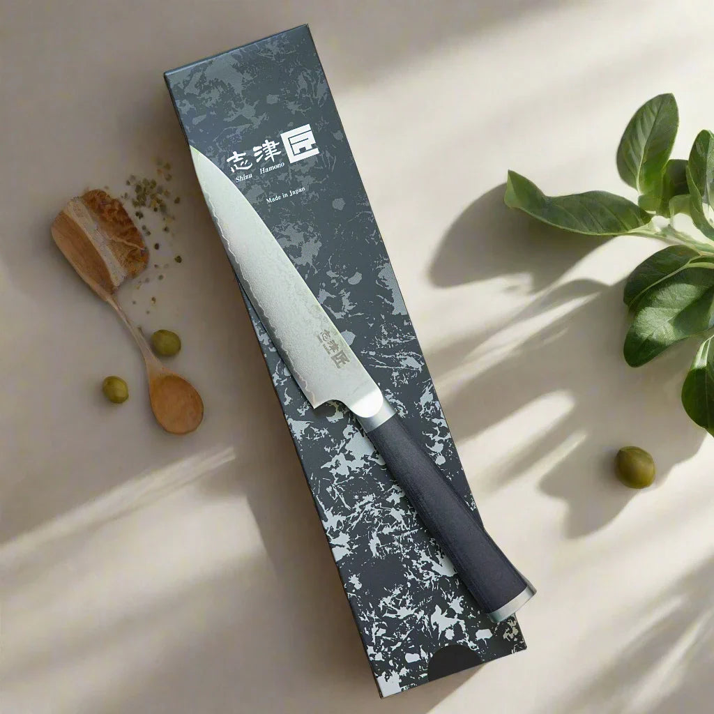 Miyako SUS 130mm Petty Knife - 33 Layer Damascus Steel Blade – Made in Japan 