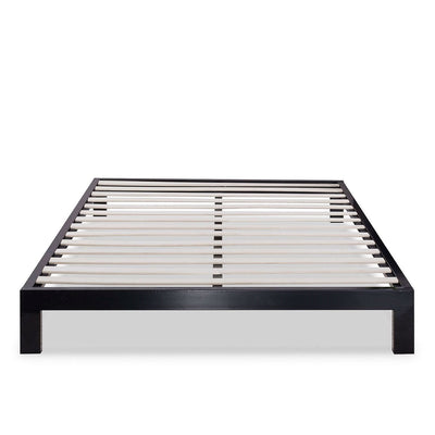 Queen Modern Black Metal Platform Bed Frame with Wooden Slats - Free Shipping 