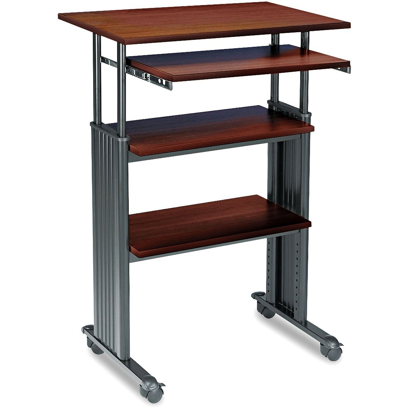 Adjustable Height Stand Up Computer Desk Workstation in Cherry - Free Shipping