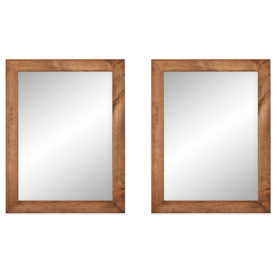 Set of 2 Modern Farmhouse Mirror Set Distressed Brown Wood Frame 31 x 24 inch - Free Shipping 