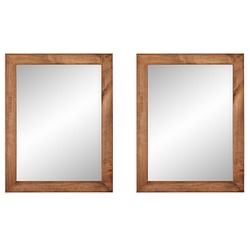 Set of 2 Modern Farmhouse Mirror Set Distressed Brown Wood Frame 31 x 24 inch - Free Shipping