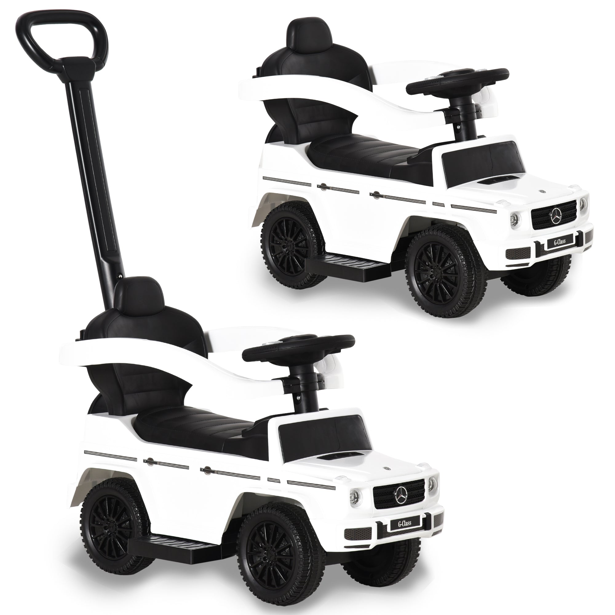 Aosom Mercedes-Benz G350 Ride-on Sliding Car Walker Push-Along with Horn Steering Wheel NO POWER Manual Under Seat Storage Design White 