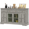 Dining Room Sideboard Buffet Cabinet with Storage, Coffee Bar Cabinet with Glass Doors and Adjustable Shelves, Weathered Grey Oak