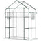 Outsunny 3-Tier Mini Greenhouse, Walk-in Greenhouse, Garden Hot House with 4 Shelves, Roll-Up Door, Mesh Windows, Trellis and Plant Labels, 56