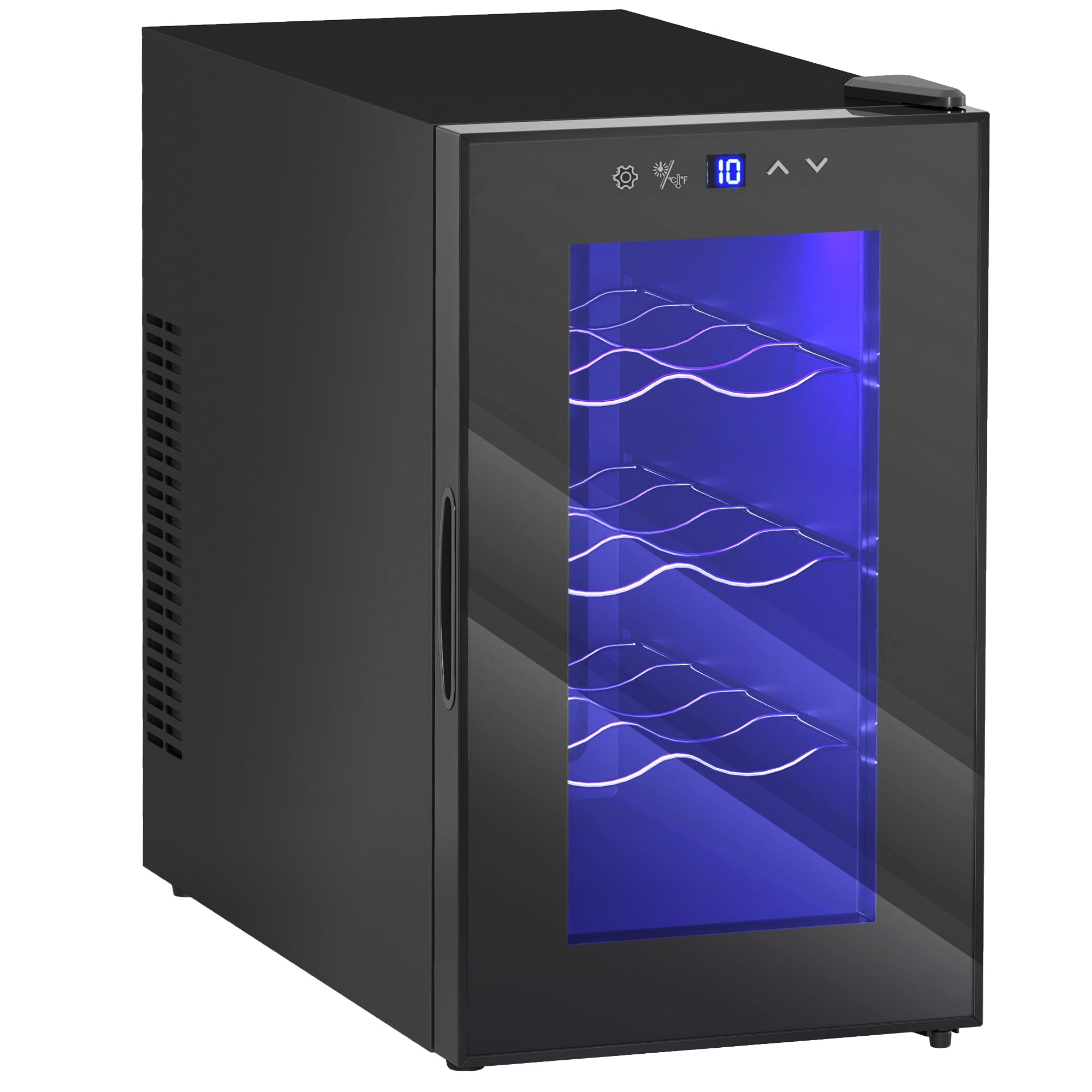 HOMCOM Quiet Wine Cooler Refrigerator, 8 Bottle, Beverage Wine Fridge with Glass Door, Temperature Control, for Champagne 