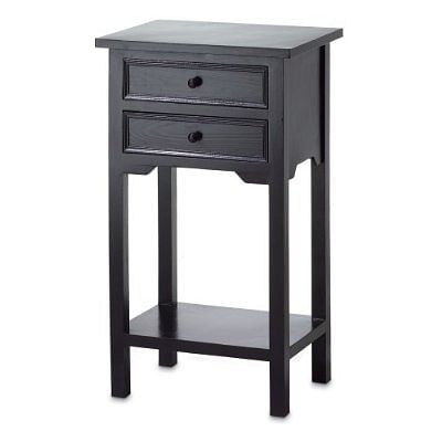 Set of 2 Nightstand Side Tables / End Table in Black Finish Pine Wood - Free Shipping