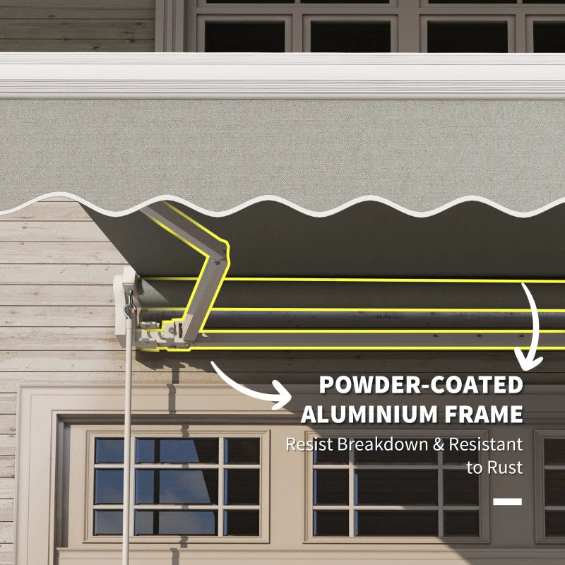 8'x7' Patio Awning Manual Retractable Sun Shade Outdoor Deck Canopy Shelter, Light Grey