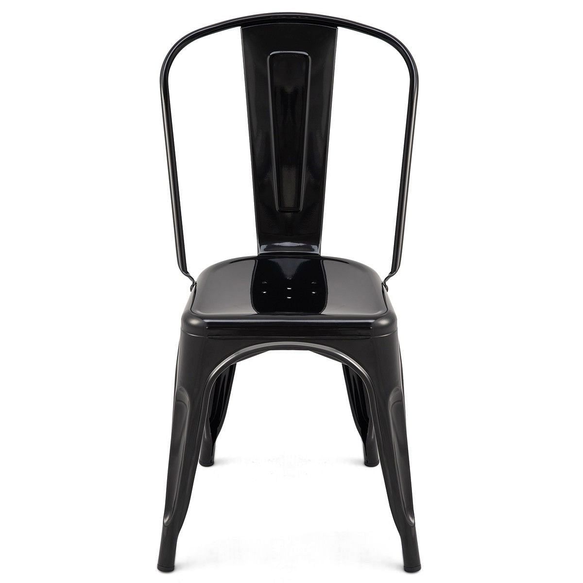 Set of 4 Indoor Outdoor Black Metal Stacking Bistro Dining Chairs - Free Shipping