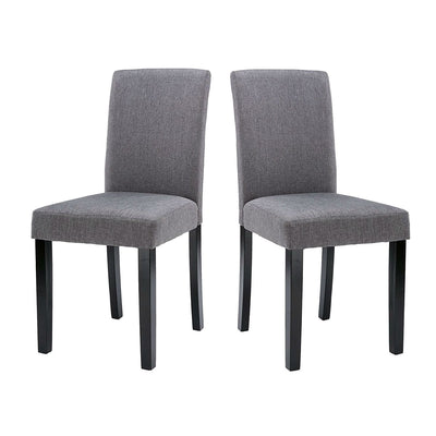 Set of 2 - Grey Fabric Dining Chairs with Black Wood Legs - Free Shipping 