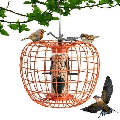 Outdoor Squirrel Resistant Orange Metal Mesh Small Bird Feeder - Free Shipping 