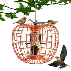 Outdoor Squirrel Resistant Orange Metal Mesh Small Bird Feeder - Free Shipping 