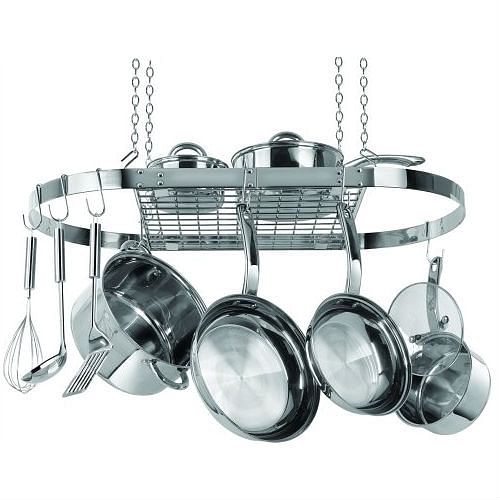 Stainless Steel Oval Pot Rack for Kitchen Cookware Storage - Free Shipping