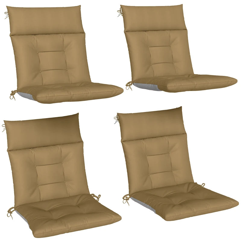 Patio Chair Cushions Set of 4, Waterproof Non-Slip Lounge Chair Cushions, 44"x21", Khaki
