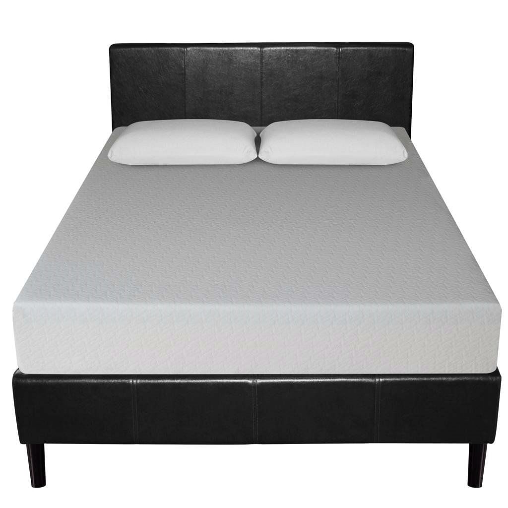 Full size Modern Platform Bed with Espresso Faux Leather Headboard - Free Shipping