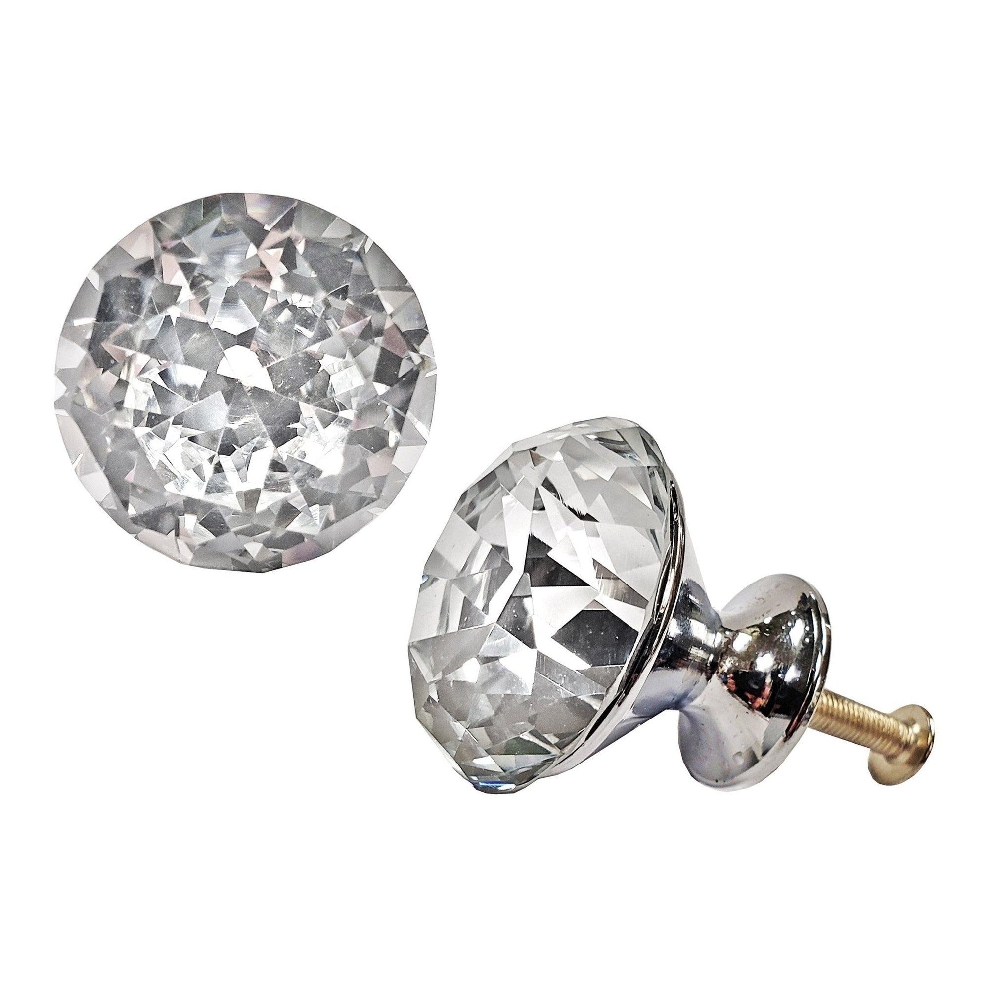 Princess Diamond  Knob, White Gls,S 