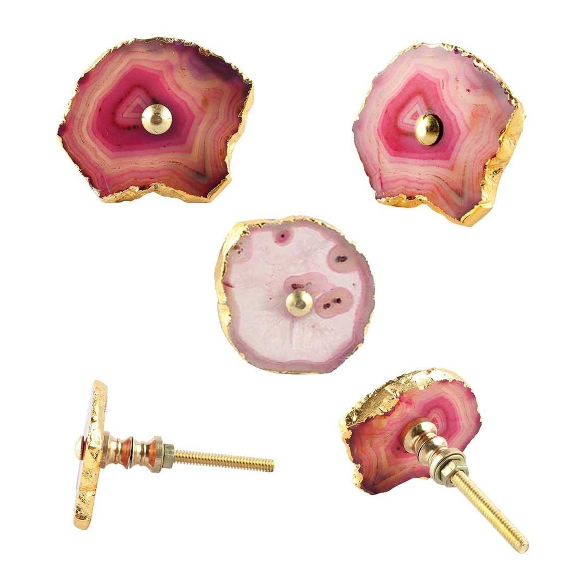 Pink Agate Stone Knob 