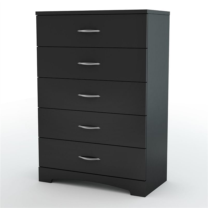 Modern 5-Drawer Chest in Black Finish - Free Shipping 