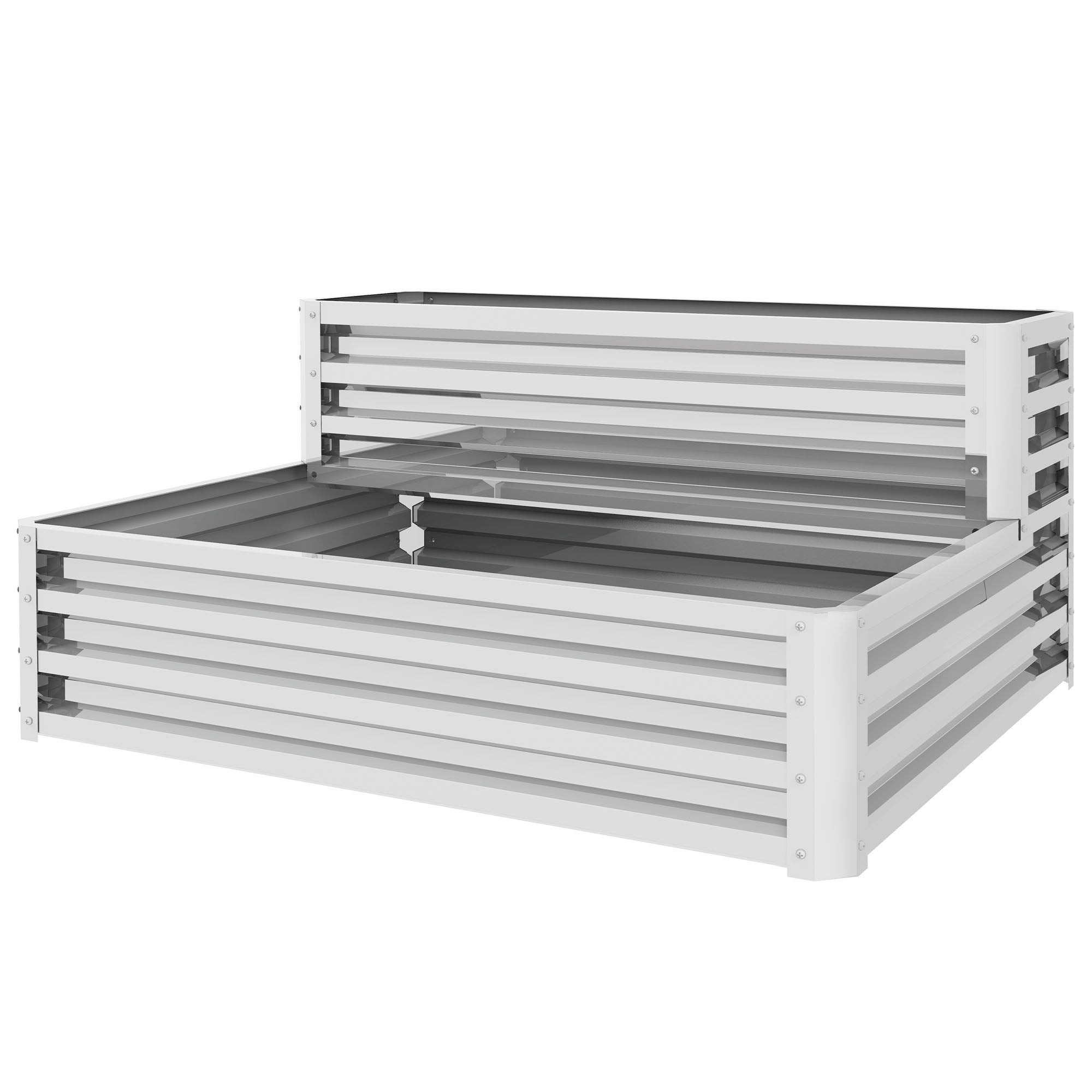 Outsunny Galvanized Steel 2-Tier Raised Garden Bed - Perfect for Vegetables, Flowers, Herbs, 47"x40"x23", Silver 