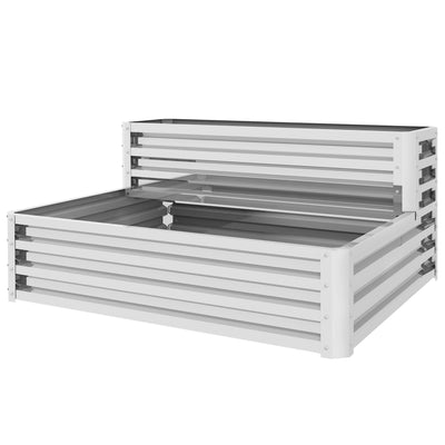 Outsunny Galvanized Steel 2-Tier Raised Garden Bed - Perfect for Vegetables, Flowers, Herbs, 47"x40"x23", Silver 