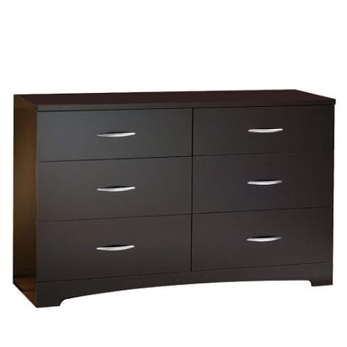 Modern 6-Drawer Bedroom Dresser in Chocolate Wood Finish - Free Shipping