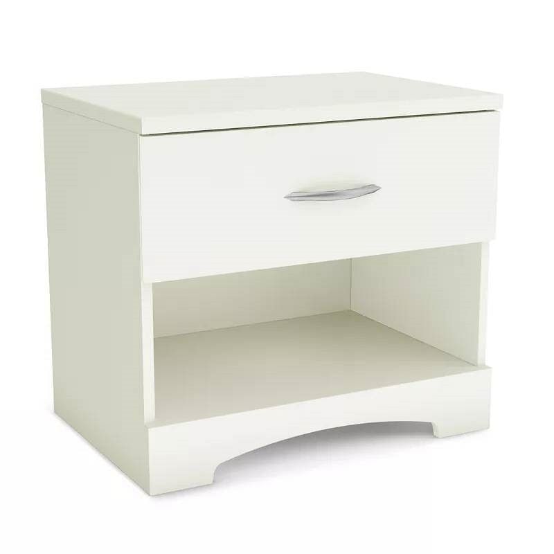 Modern 1 Drawer Nightstand End Side Table Storage in White - Free Shipping