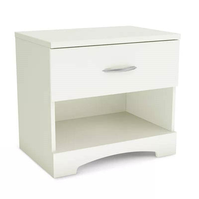 Modern 1 Drawer Nightstand End Side Table Storage in White - Free Shipping 