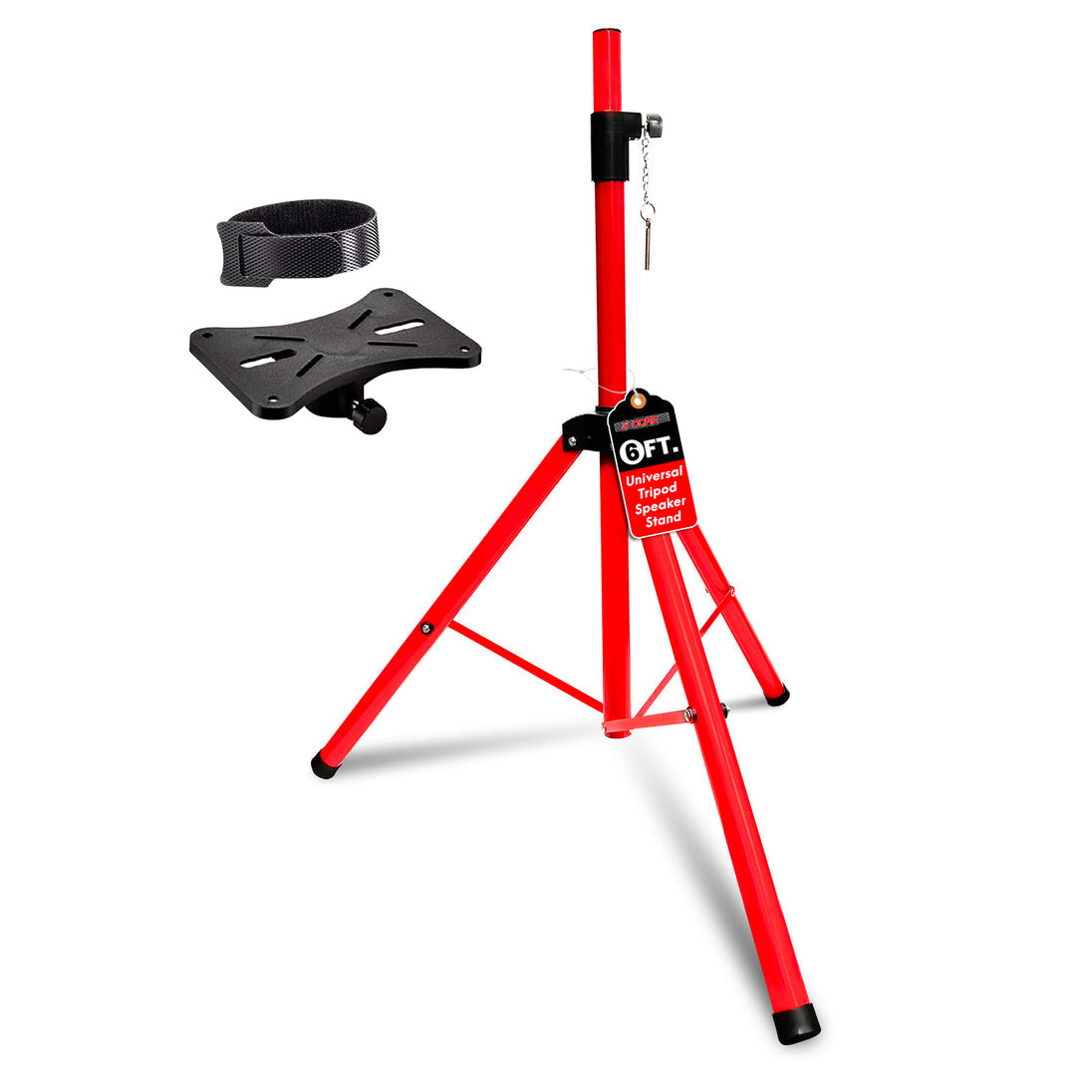 5Core Speaker Stand Tripod Tall Adjustable 72 Inch DJ Studio Monitor Stands Pole Mount RED