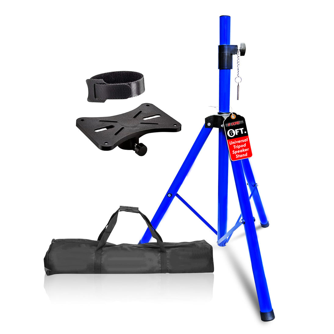 5Core Adjustable Speaker Stand – 72-Inch Tall Tripod DJ Pole Mount for Studio Monitors (Blue)