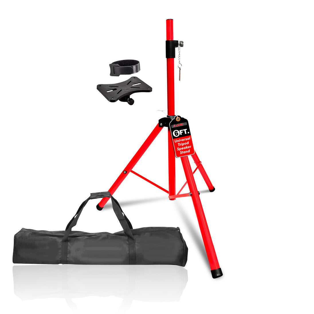 5Core Speaker Stand Tripod Tall Adjustable 72 Inch DJ Pole Mount Studio Monitor Stands RED