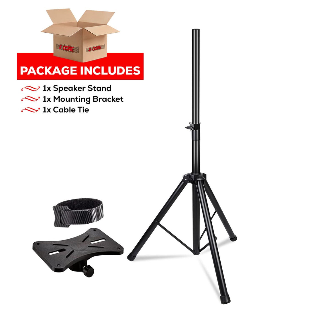 5 Core Speaker Stand Tripod Heavy Duty Adjustable Up to 72 Inch DJ Studio Monitor Stands Pole Mount Black