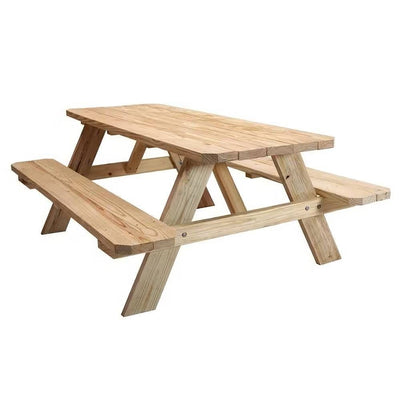 Solid Wood Outdoor Picnic Table with Benches Patio Garden Dining Set - Free Shipping 