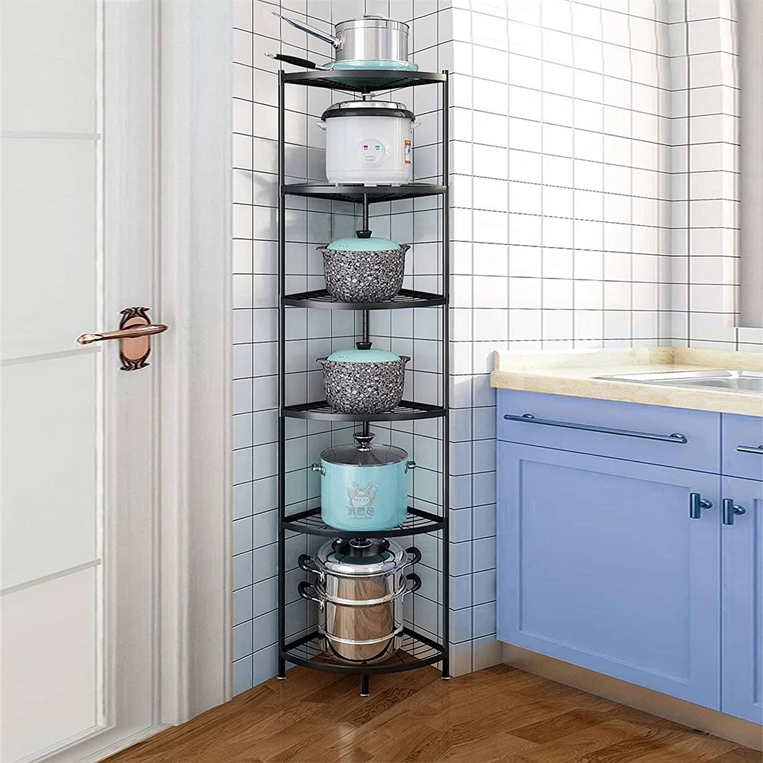 65-inch Freestanding Heavy Duty Corner Pot Rack 6-Tier Kitchen Shelf - Free Shipping