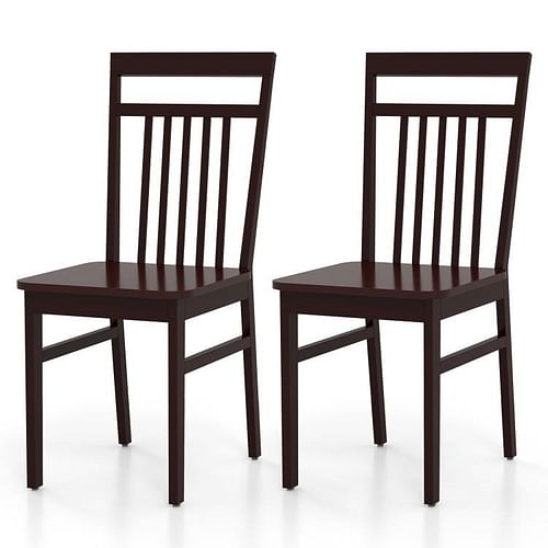 Set of 2- Modern Farmhouse Dark Wood High Back Dining Chair 280 lbs. Max Weight - Free Shipping 