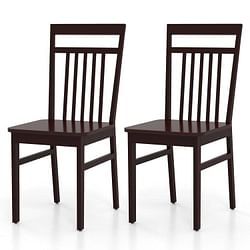 Set of 2- Modern Farmhouse Dark Wood High Back Dining Chair 280 lbs. Max Weight - Free Shipping