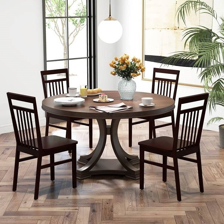 Set of 2- Modern Farmhouse Dark Wood High Back Dining Chair 280 lbs. Max Weight - Free Shipping