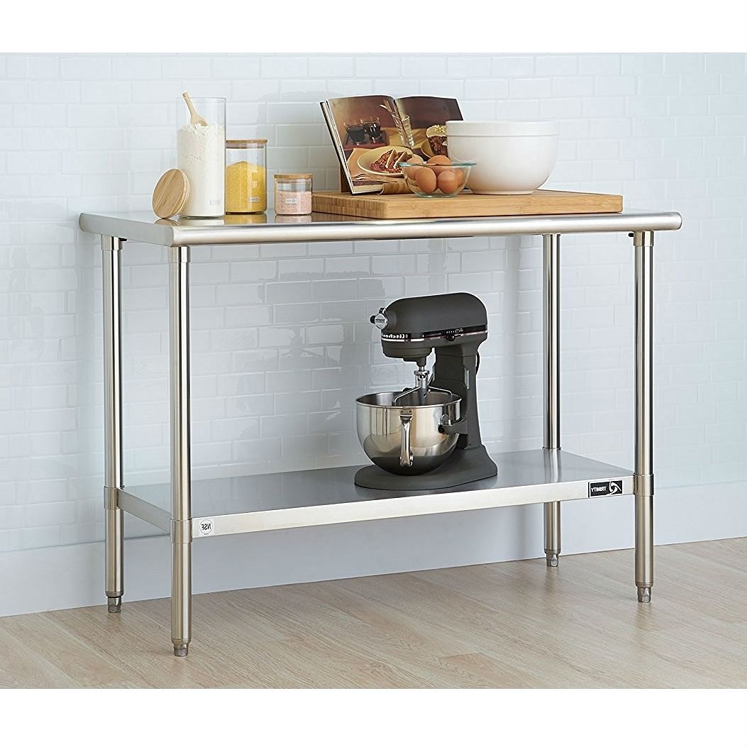 Stainless Steel Top Food Safe Prep Table Utility Work Bench with Bottom Shelf - Free Shipping