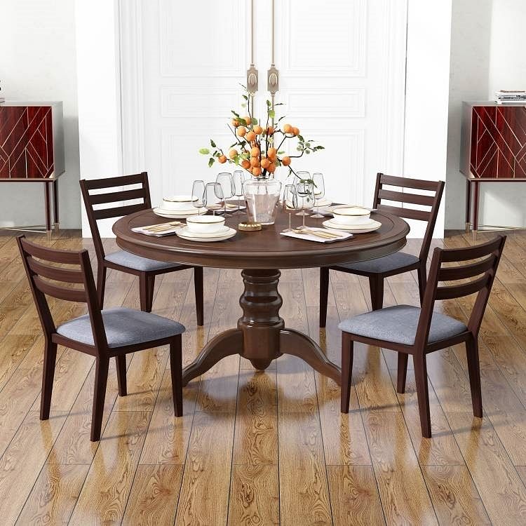 Set of 2 Modern Farmhouse Solid Wood Dining Chair with Grey Fabric Padded Seat - Free Shipping