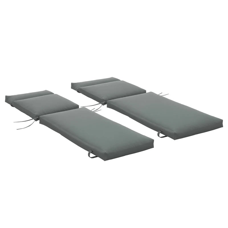 Outdoor Lounge Chair Cushion Set of 2, Non-Slip Chaise Lounge Cushions, Sun Lounger Pads, 77.2" x 21.7", Dark Grey