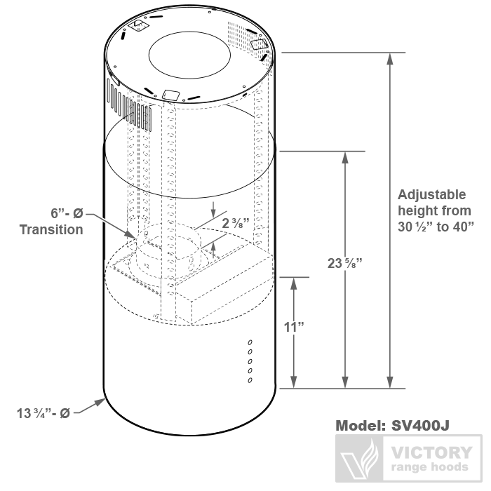 Modern Cylinder Round Island Range Hood - VICTORY SV400J 