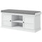 HOMCOM Shoe Storage Bench with Cushioned Seat, Entryway Bench Seat with 2 Cabinets and Adjustable Shelf for Hallway, White