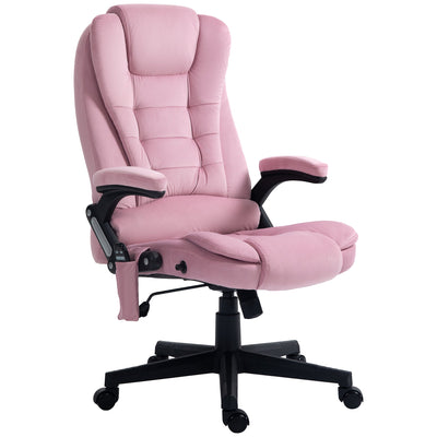 Vinsetto 6 Point Vibrating Massage Office Chair High Back Executive Chair with Reclining Back, Swivel Wheels, Pink 